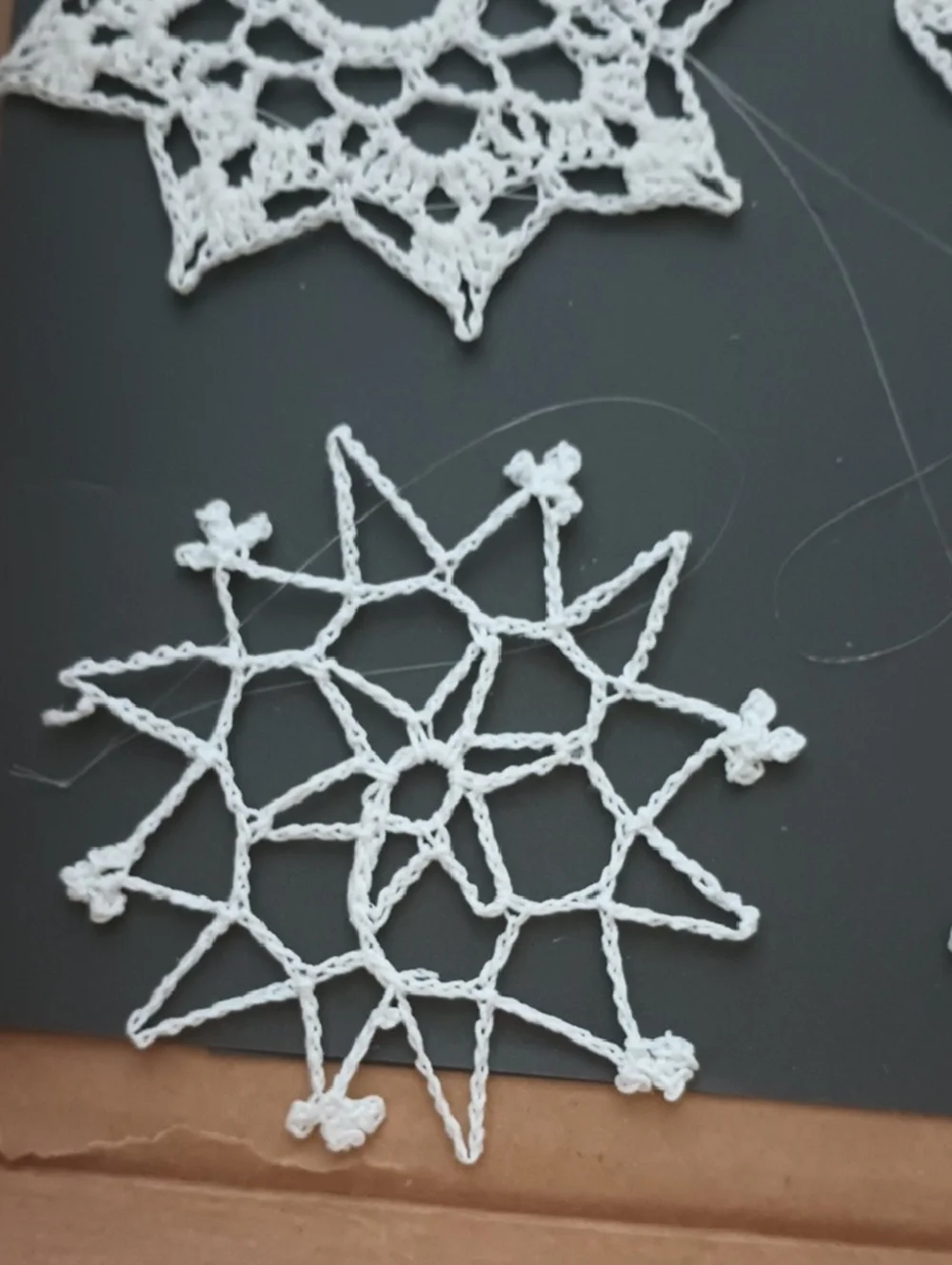 White Hand  Crochet Snowflake Christmas Tree Ornaments - Picture 6 of 7